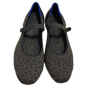ROTHY'S Limited Edition The Square Chocolate Spot Mary Jane Leopard Flats